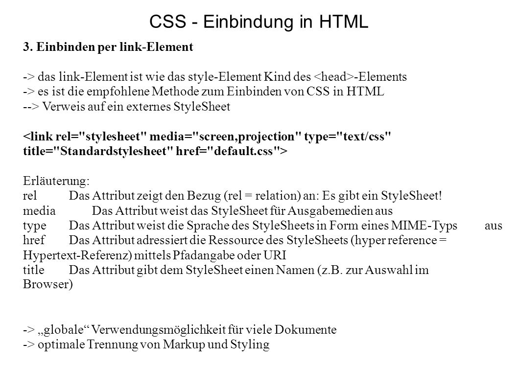 CSS - Einbindung in HTML