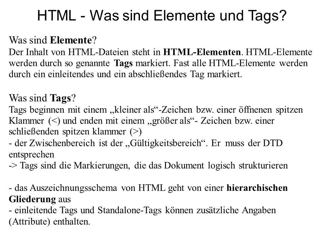 HTML - Was sind Elemente und Tags