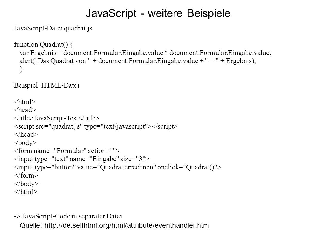 JavaScript - weitere Beispiele
