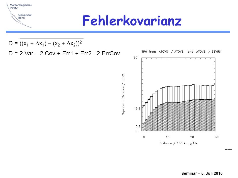 Fehlerkovarianz D = ((x1 + Dx1) – (x2 + Dx2))2