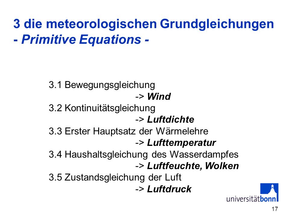 3 die meteorologischen Grundgleichungen - Primitive Equations -