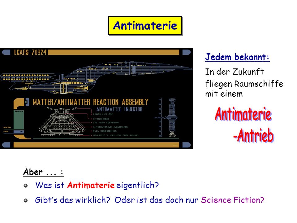 Antimaterie Antimaterie -Antrieb Jedem bekannt: In der Zukunft