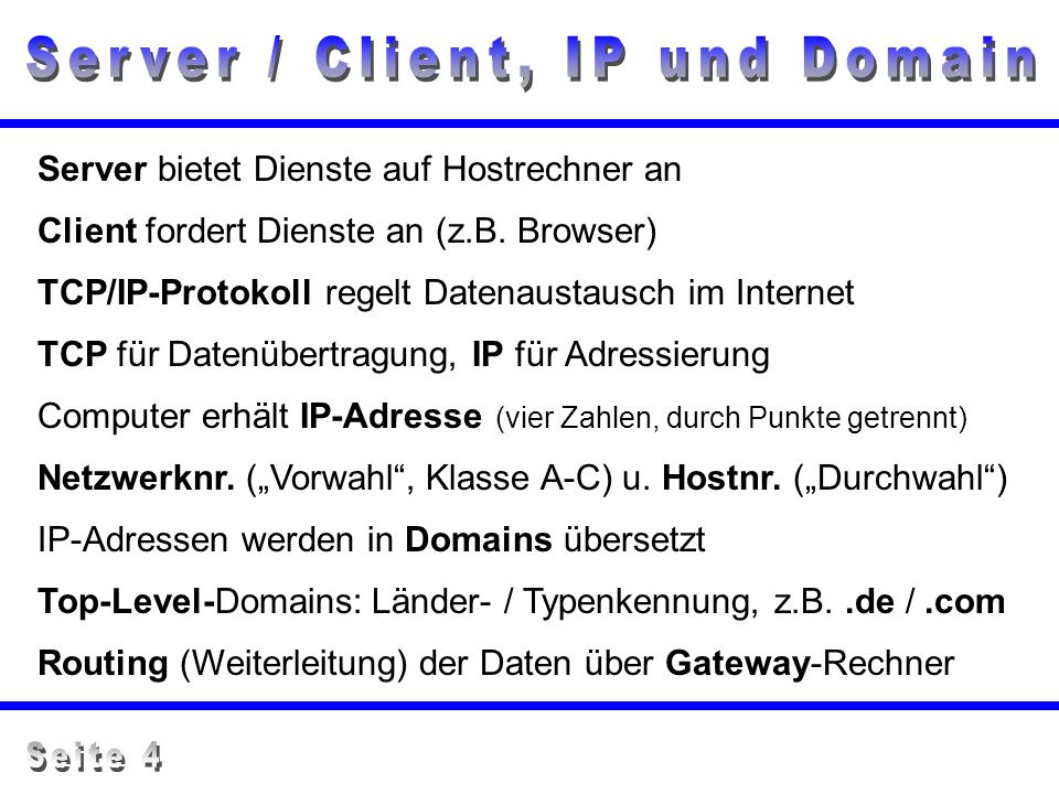 Server / Client, IP und Domain
