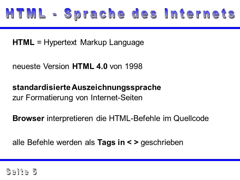 HTML - Sprache des Internets