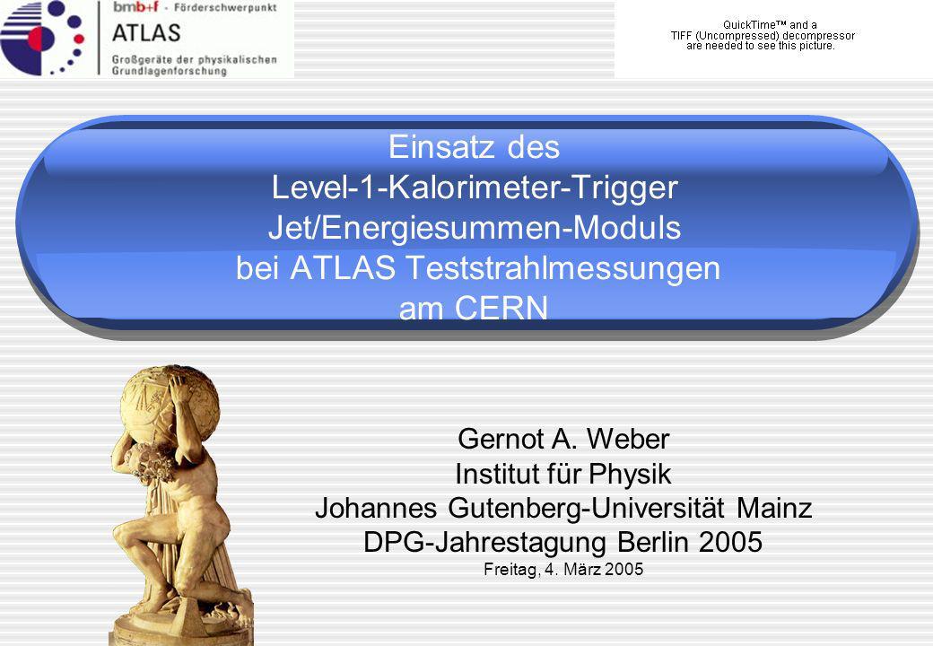 Einsatz des Level-1-Kalorimeter-Trigger Jet/Energiesummen-Moduls bei ATLAS Teststrahlmessungen am CERN