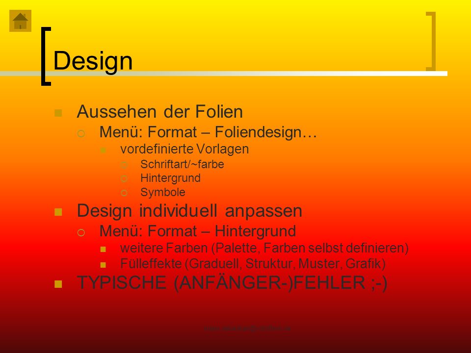 Design Aussehen der Folien Design individuell anpassen