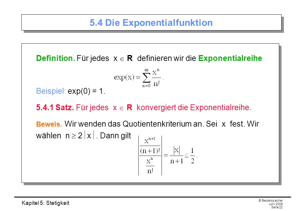 5.4 Die Exponentialfunktion