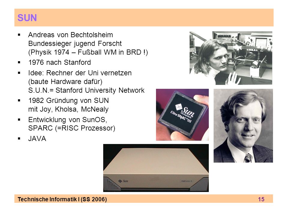 SUN Andreas von Bechtolsheim Bundessieger jugend Forscht (Physik 1974 – Fußball WM in BRD !) 1976 nach Stanford.