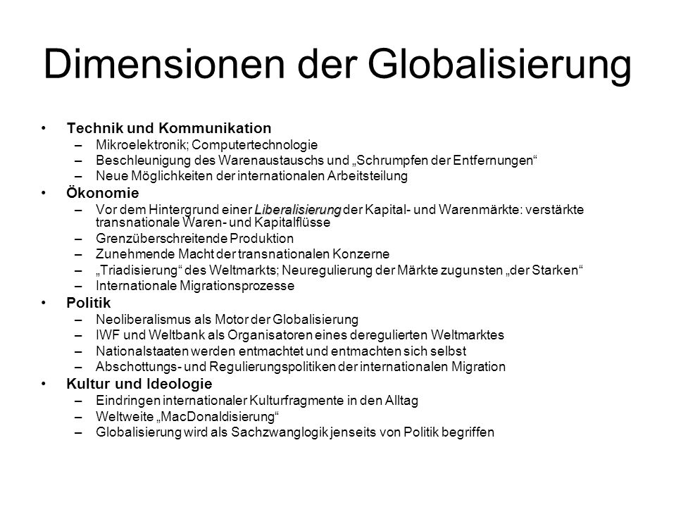 Dimensionen der Globalisierung
