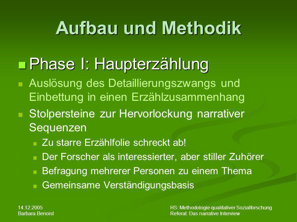 Aufbau und Methodik Phase I: Haupterzählung