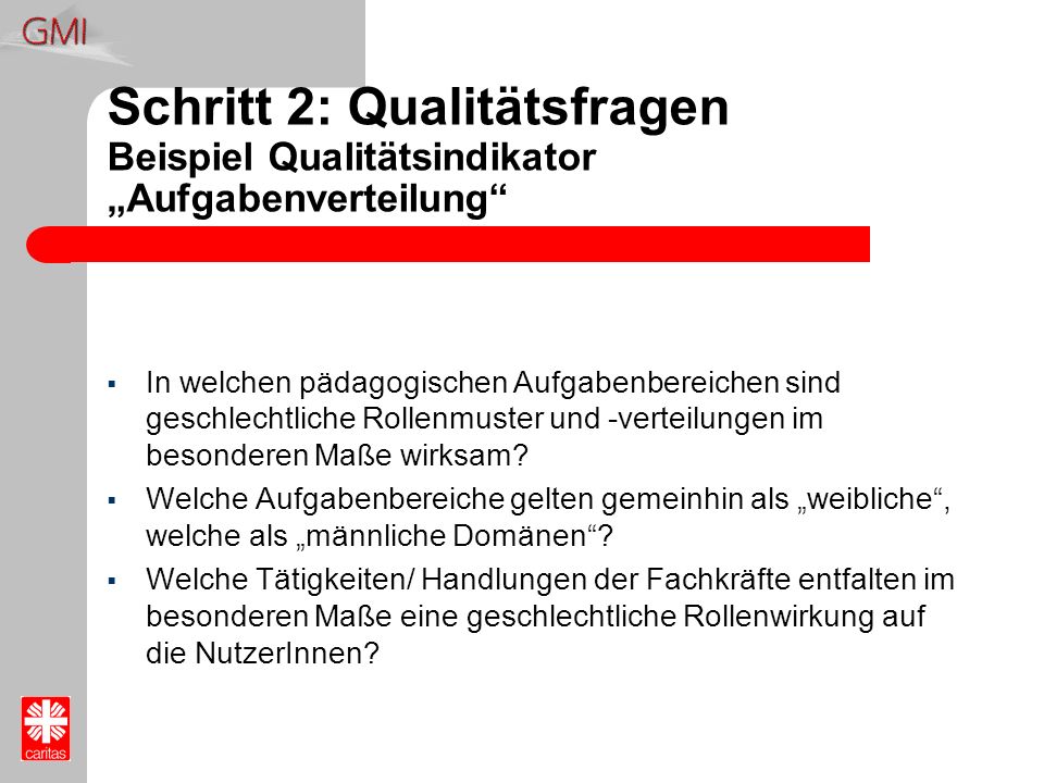 Schritt 2: Qualitätsfragen Beispiel Qualitätsindikator „Aufgabenverteilung