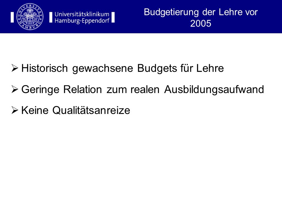 Budgetierung der Lehre vor 2005