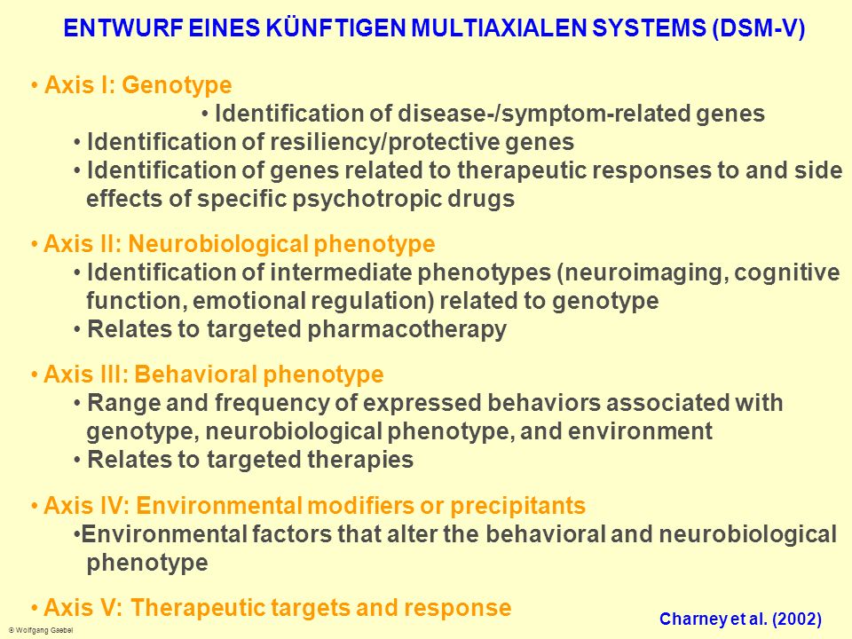 ENTWURF EINES KÜNFTIGEN MULTIAXIALEN SYSTEMS (DSM-V) Axis I: Genotype