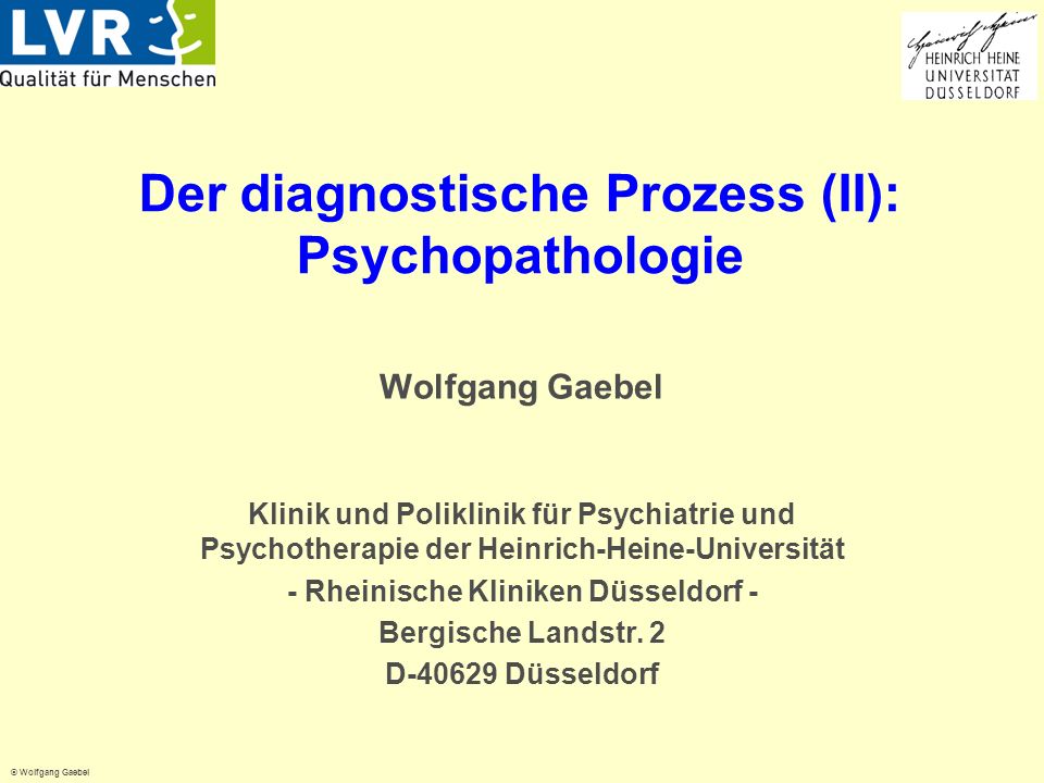 Der diagnostische Prozess (II): Psychopathologie