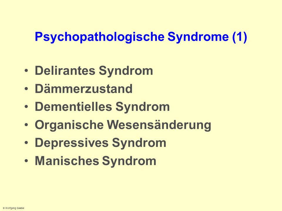 Psychopathologische Syndrome (1)