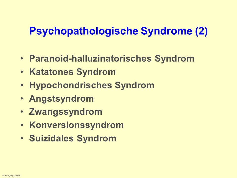 Psychopathologische Syndrome (2)