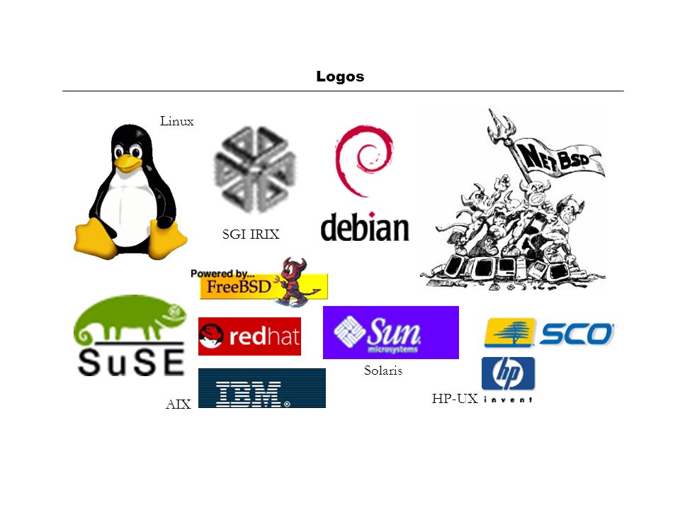 Logos Linux SGI IRIX Solaris HP-UX AIX