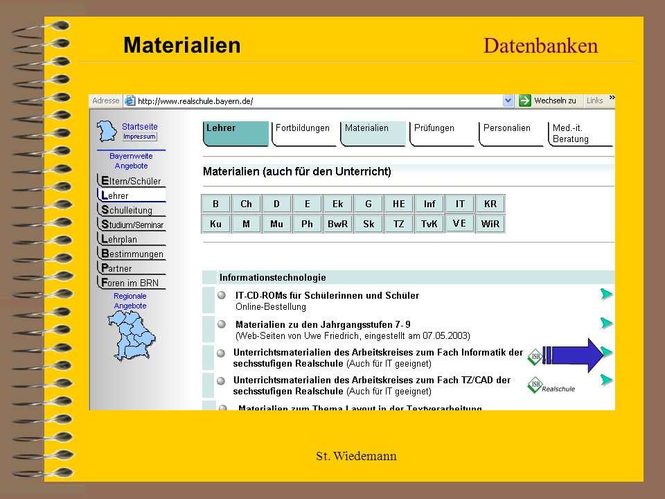 Materialien Datenbanken St. Wiedemann