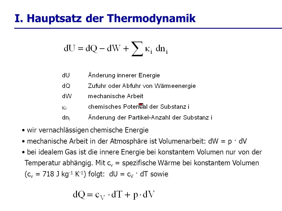 I. Hauptsatz der Thermodynamik