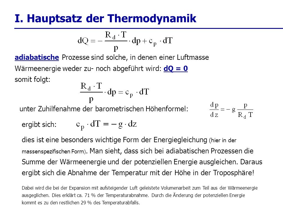 I. Hauptsatz der Thermodynamik