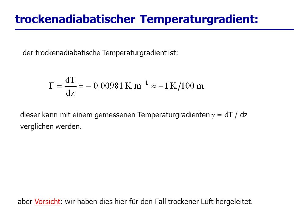 trockenadiabatischer Temperaturgradient: