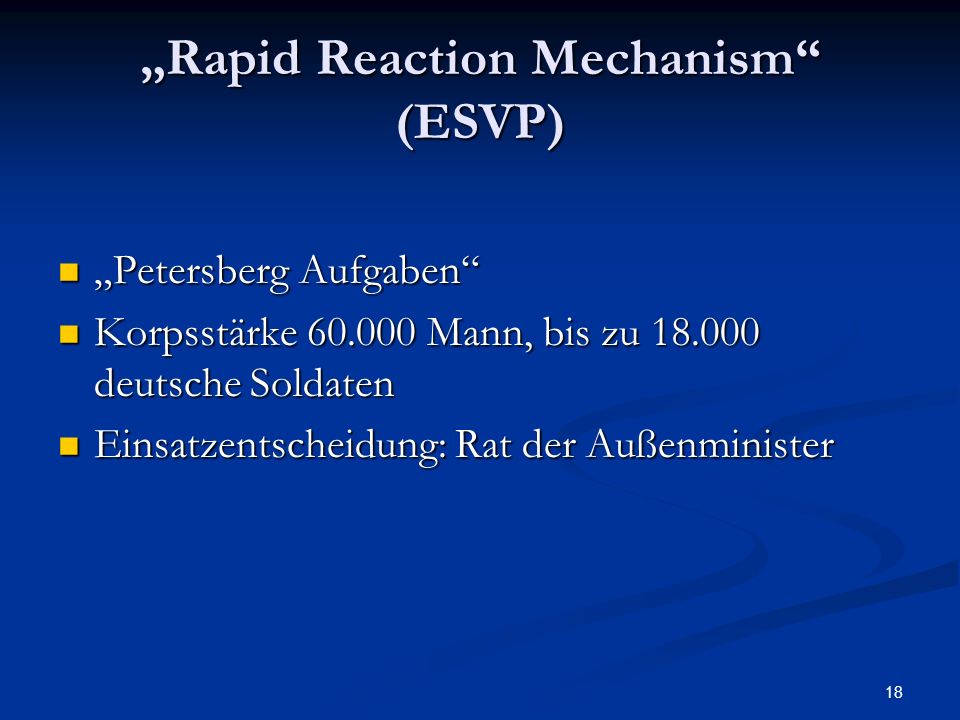 „Rapid Reaction Mechanism (ESVP)