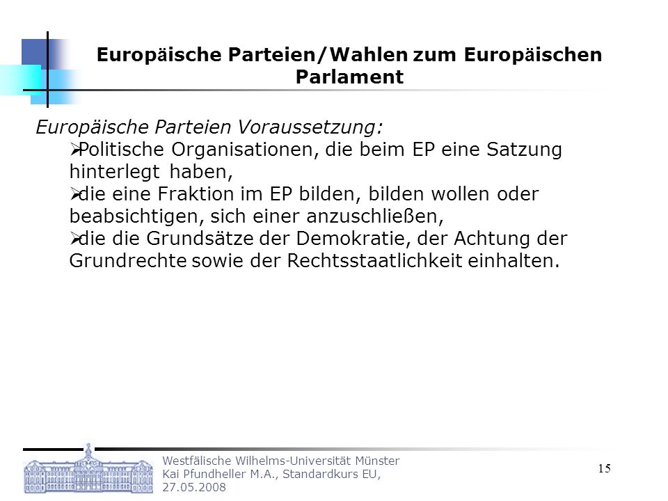 Europäische Parteien/Wahlen zum Europäischen Parlament