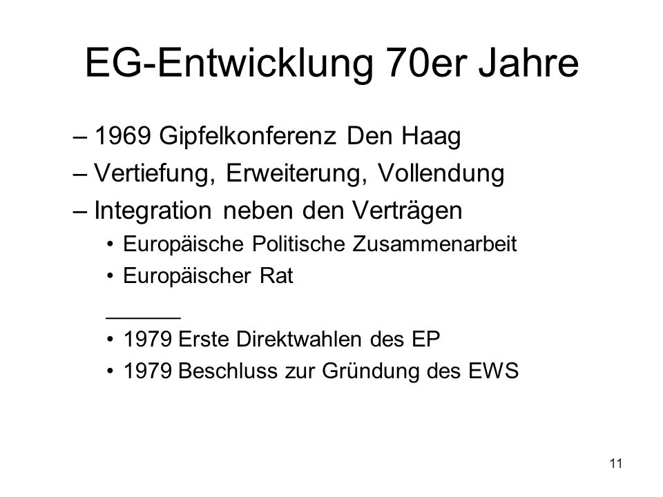 EG-Entwicklung 70er Jahre