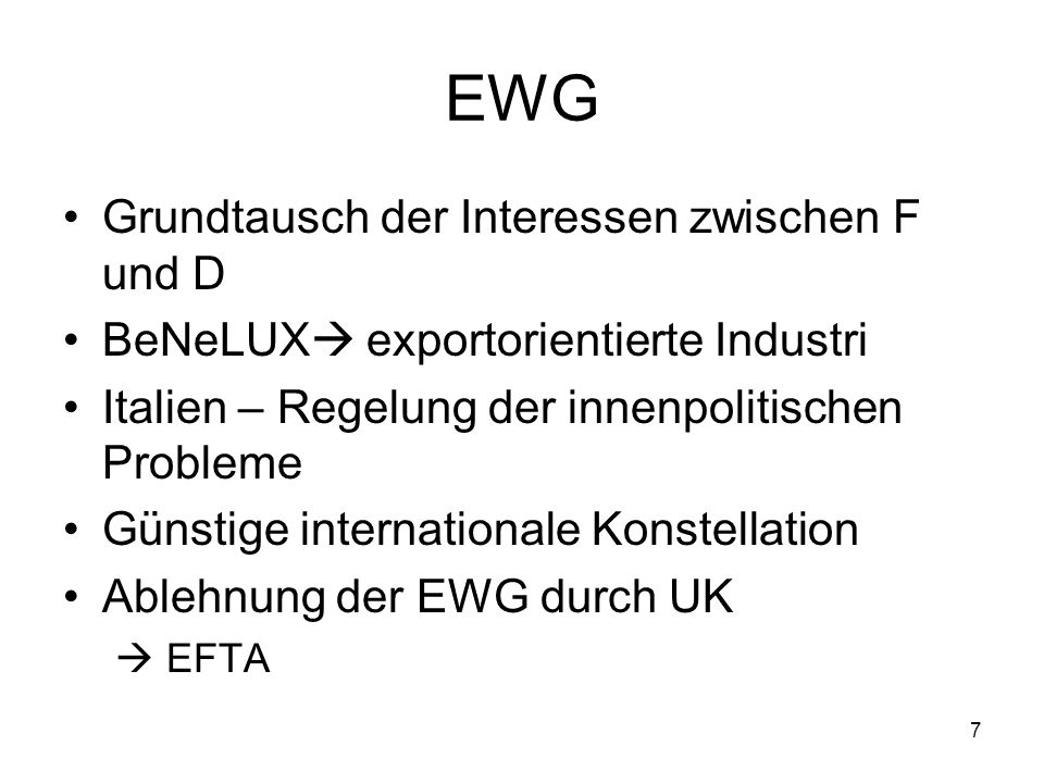 EWG Grundtausch der Interessen zwischen F und D