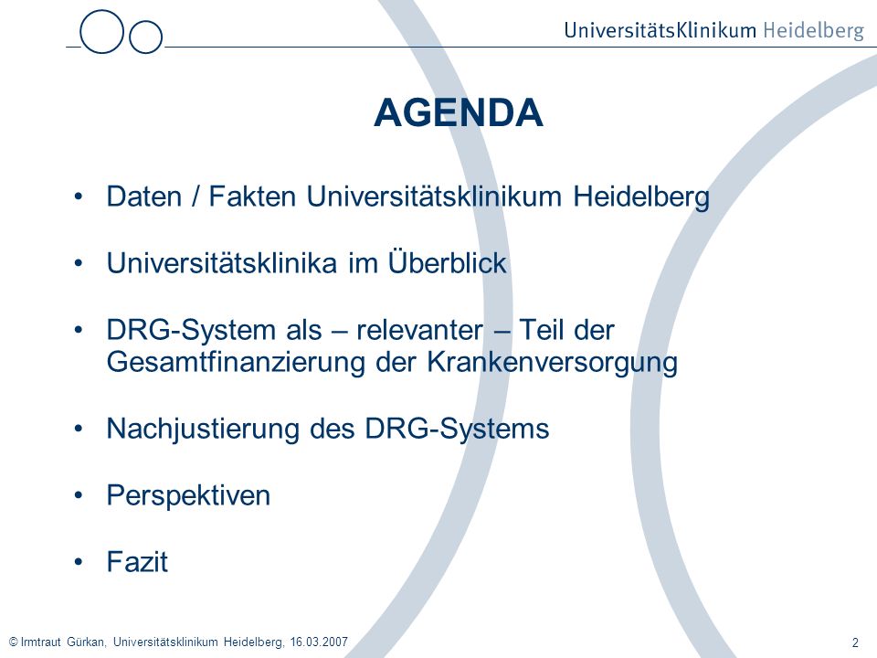 AGENDA Daten / Fakten Universitätsklinikum Heidelberg