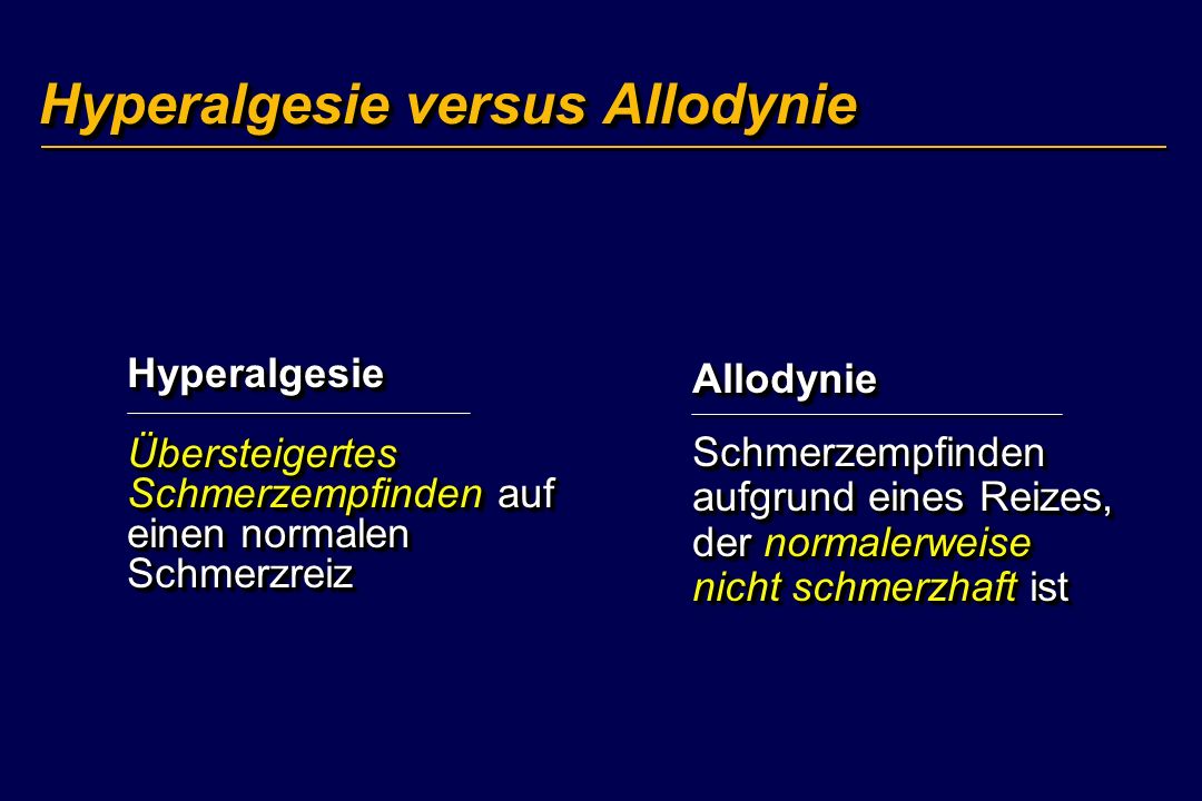 Hyperalgesie versus Allodynie