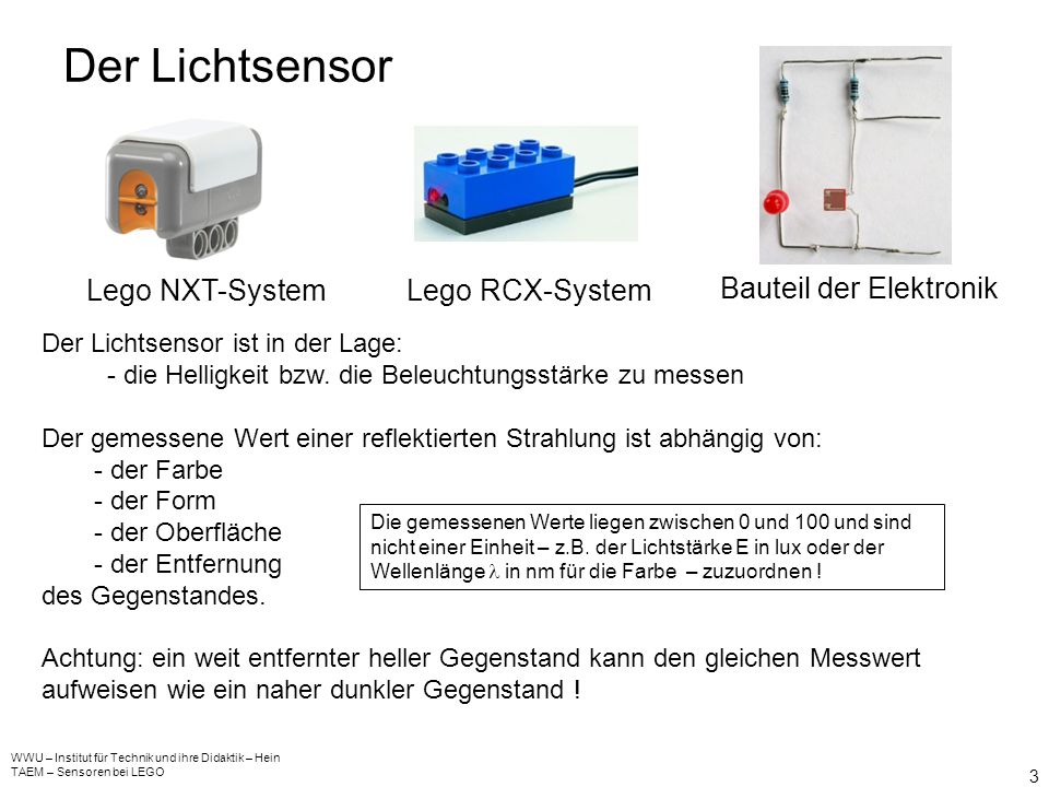 Der Lichtsensor Lego NXT-System Lego RCX-System Bauteil der Elektronik