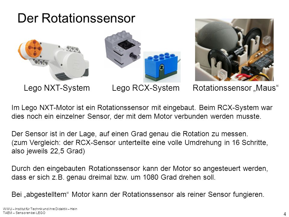 Der Rotationssensor Lego NXT-System Lego RCX-System