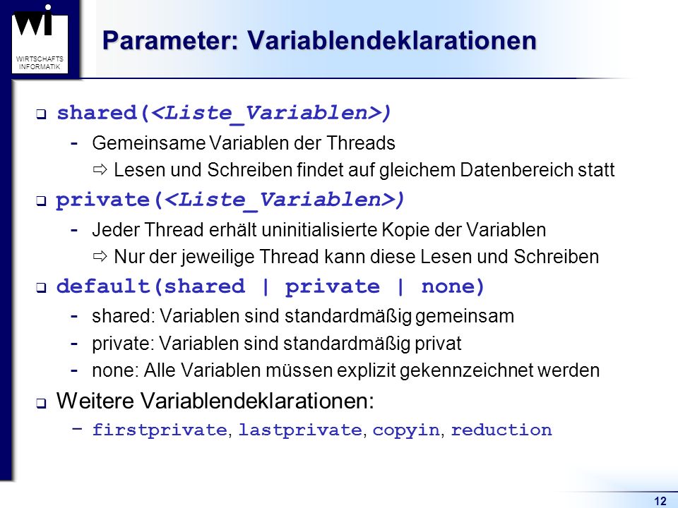Parameter: Variablendeklarationen