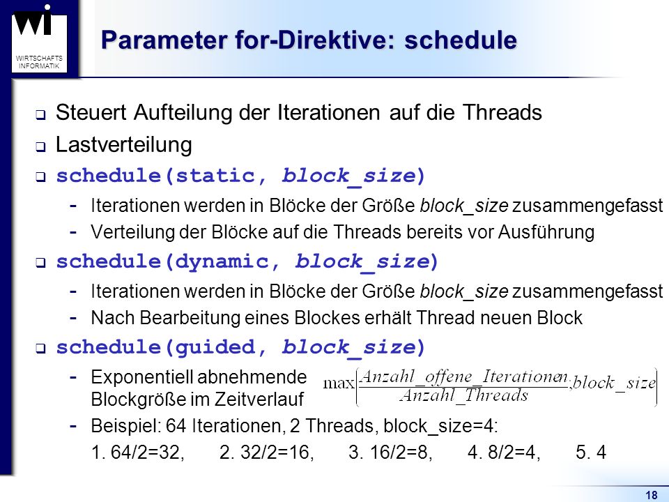 Parameter for-Direktive: schedule