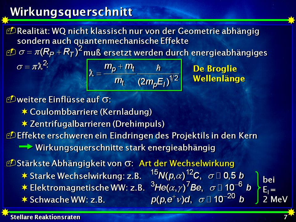 Wirkungsquerschnitt Realität: WQ nicht klassisch nur von der Geometrie abhängig sondern auch quantenmechanische Effekte.