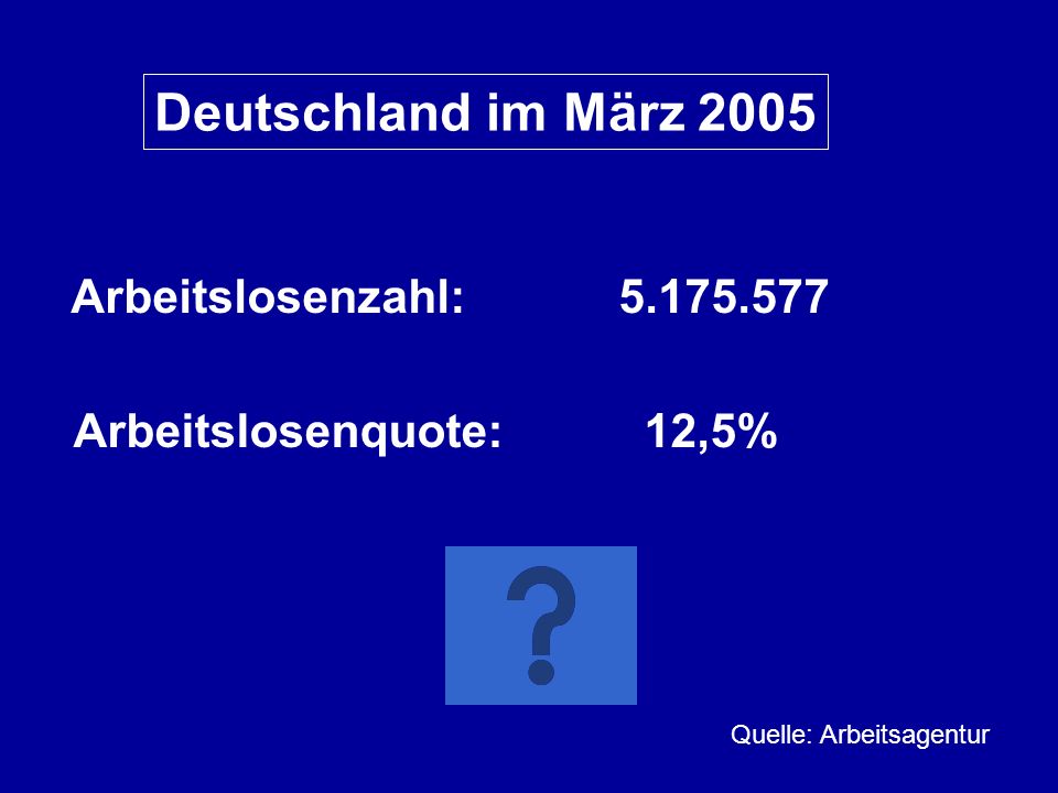 Deutschland im März 2005 Arbeitslosenzahl:
