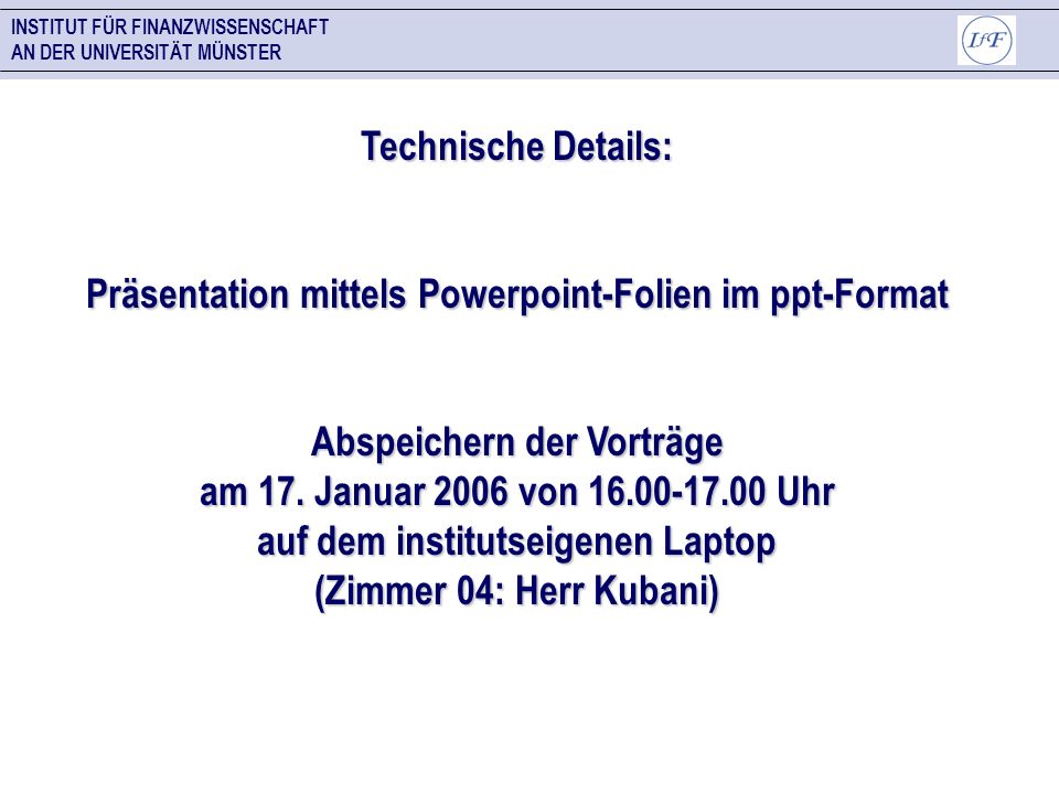 Präsentation mittels Powerpoint-Folien im ppt-Format