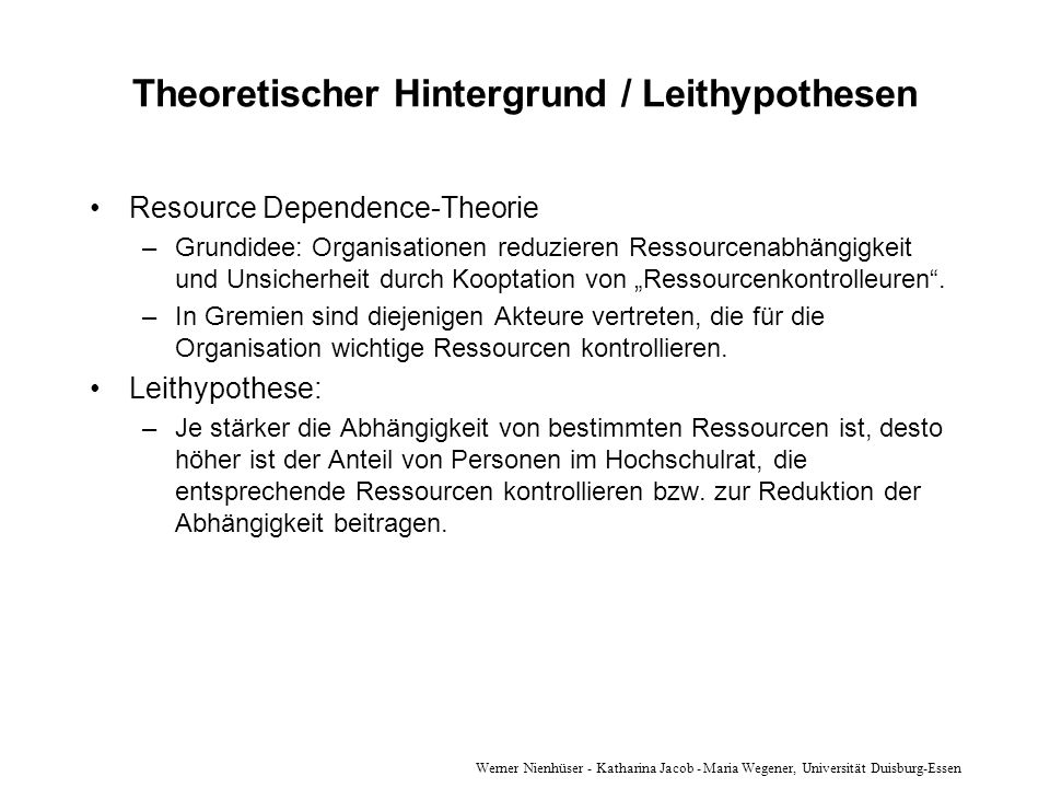 Theoretischer Hintergrund / Leithypothesen