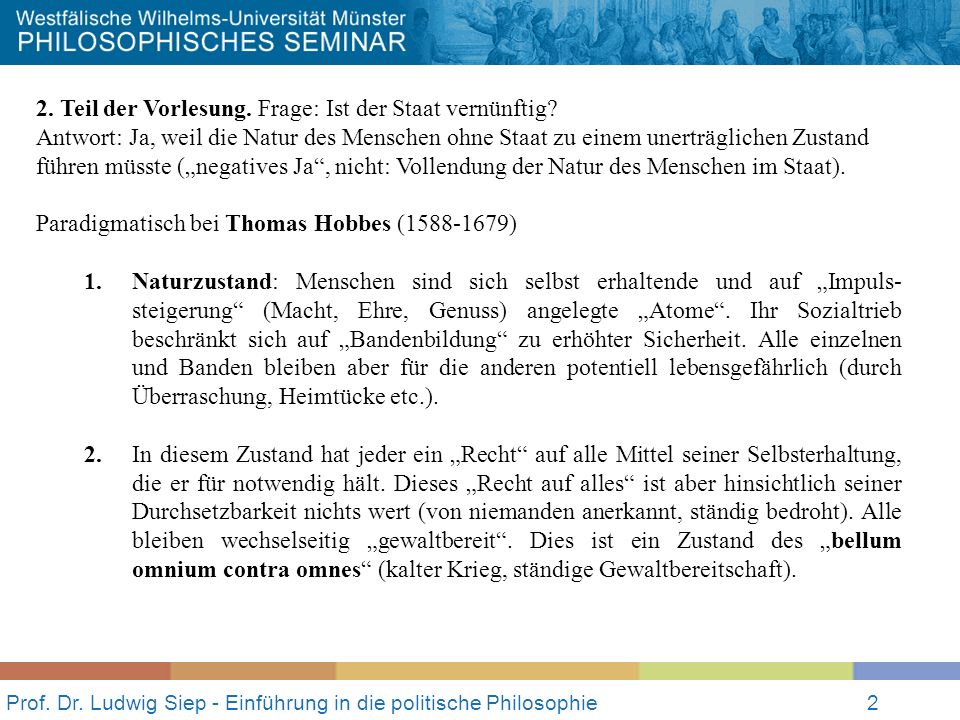 Prof. Dr. Ludwig Siep - Einführung in die politische Philosophie