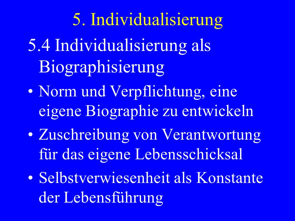 5.4 Individualisierung als Biographisierung