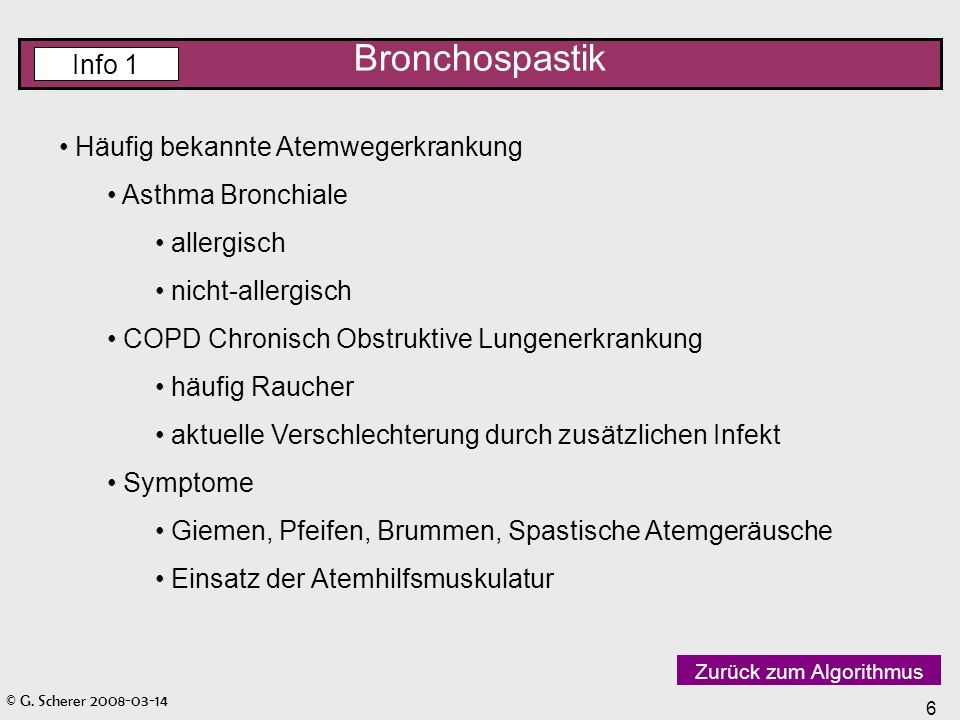 Bronchospastik Info 1 Häufig bekannte Atemwegerkrankung
