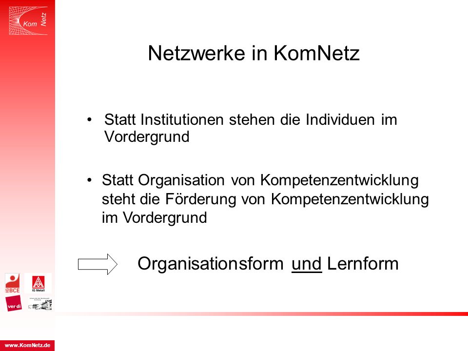 Netzwerke in KomNetz Organisationsform und Lernform