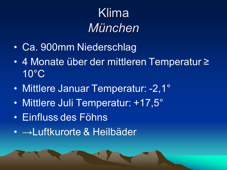 Klima München Ca. 900mm Niederschlag