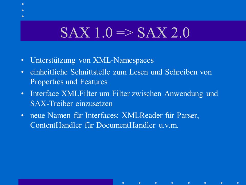 SAX 1.0 => SAX 2.0 Unterstützung von XML-Namespaces