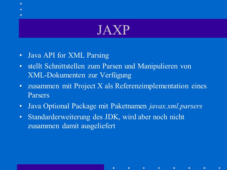 JAXP Java API for XML Parsing