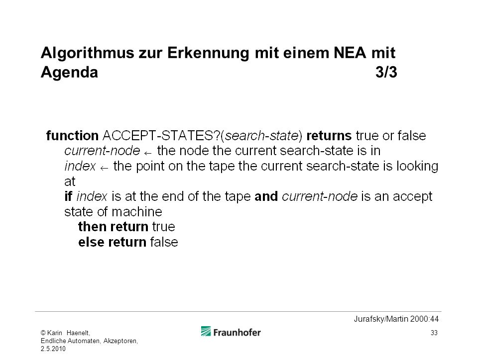 Algorithmus zur Erkennung mit einem NEA mit Agenda 3/3