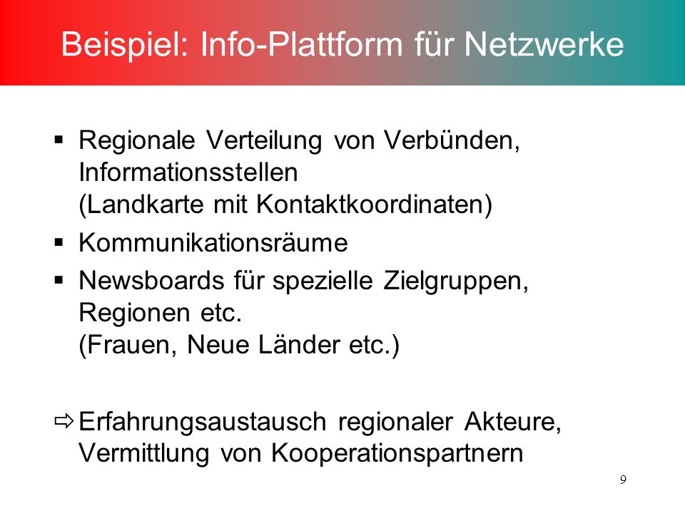 Beispiel: Info-Plattform für Netzwerke