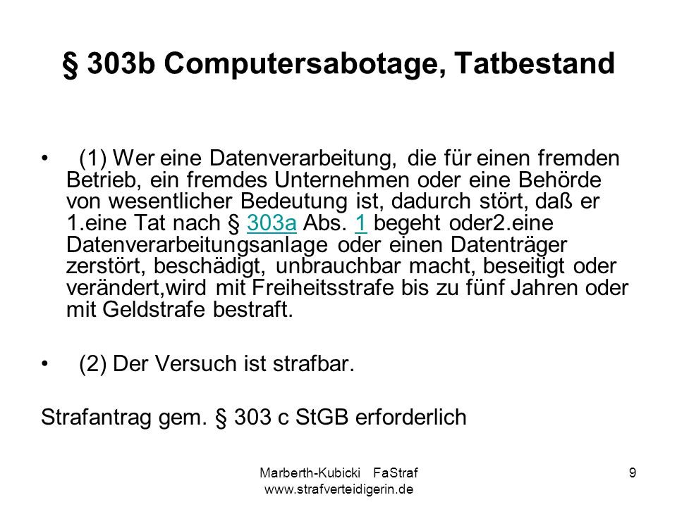 § 303b Computersabotage, Tatbestand