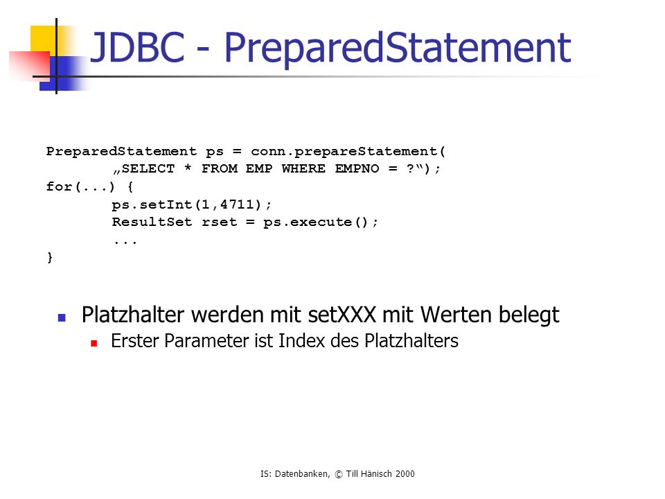 JDBC - PreparedStatement